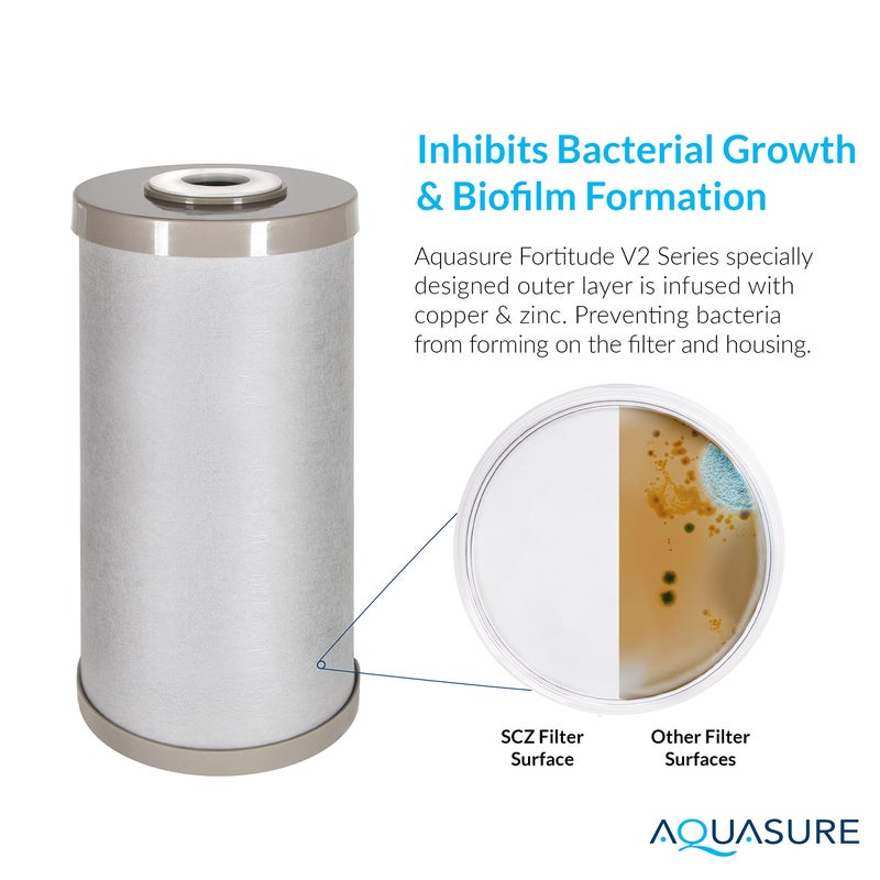 Aquasure Fortitude V2 Series Sediment/Carbon/Zinc Bacteria Inhibiting Triple Purpose Replacement Filter - Standard (Sediment/Carbon/Zinc, Standard) - Image 3